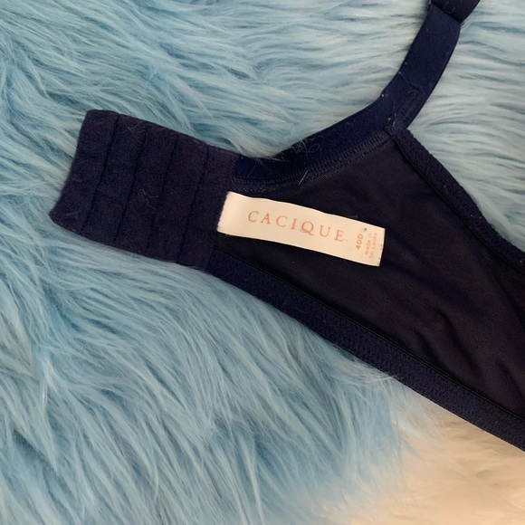 Cacique Lane Bryant Navy Cotton Polka Dot Support Bra 40D - Picture 5 of 6